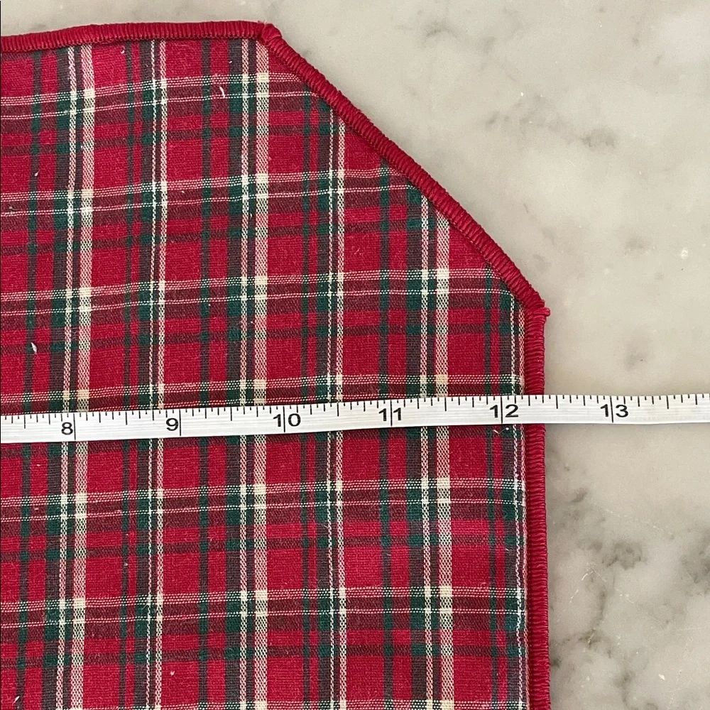 LONGABERGER Red and Green Plaid Tidings Table Linen Set Placemats Napkins 4 Each